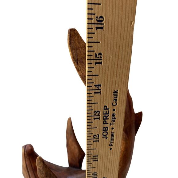 Vintage 90s Hand Carved 16" Wooden Dolphin Sculpture Rustic Decor Figurine - Picture 10 of 12